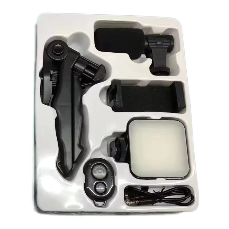 Kit de Filmagem com Luz LED e Microfone para Smartphone — Ideal para Criadores de Conteúdo e Vídeo
