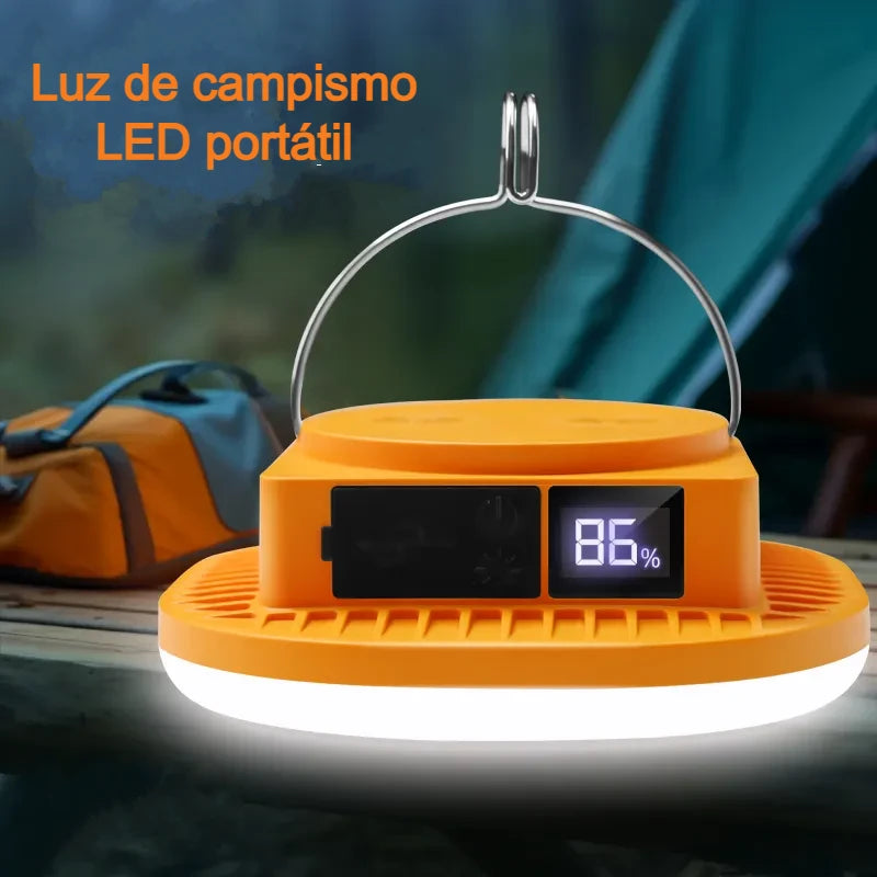 Luz LED Portátil Recarregável USB C, indicador de carga digital
