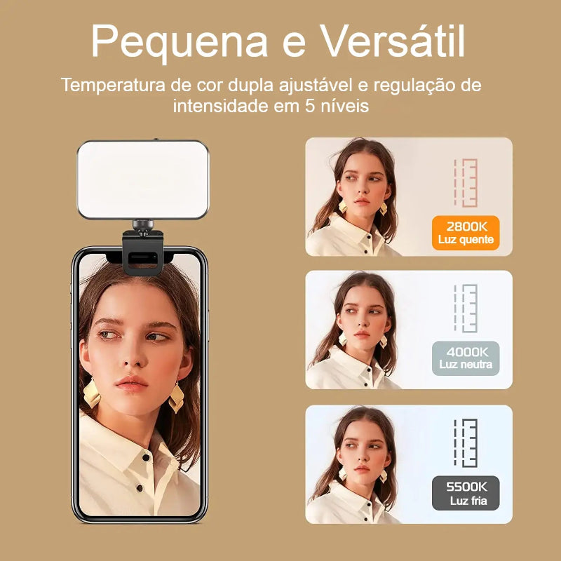 Luz LED Selfie e videoconferência