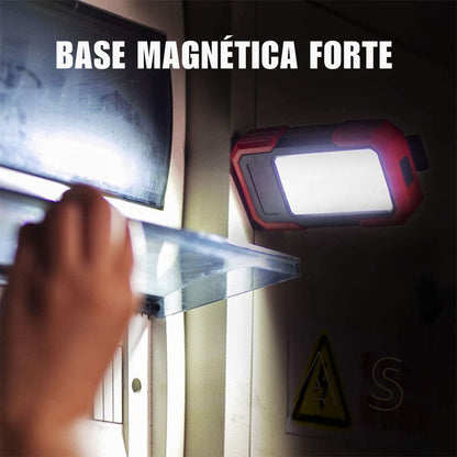 Luz de Trabalho LED Multiusos com Base Magnética e Clip, a Pilhas, 400LM COB