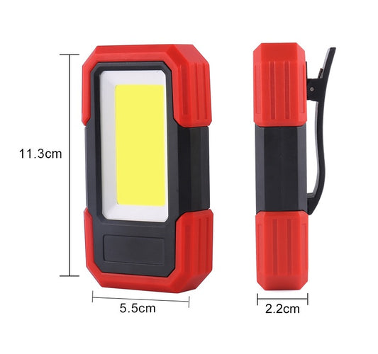 Luz de Trabalho LED Multiusos com Base Magnética e Clip, a Pilhas, 400LM COB