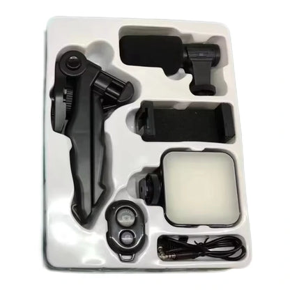 Kit de Filmagem com Luz LED e Microfone para Smartphone — Ideal para Criadores de Conteúdo e Vídeo